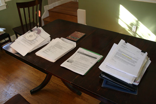 A display of cover letters on a desk