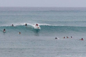 People surfing together