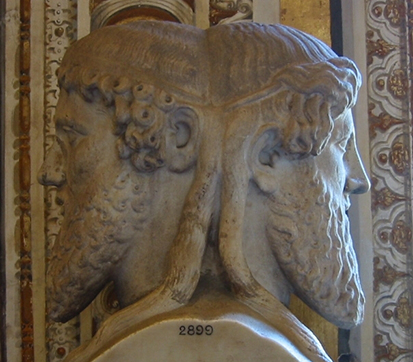 A photo of a statue of Janus