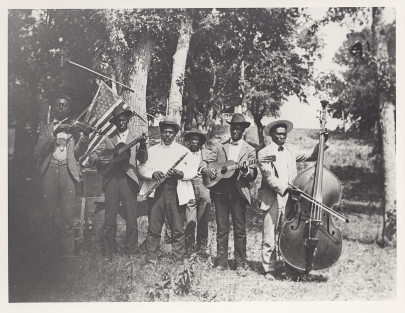 Photograph of African-American band at Emancipation Day celebration, June 19, 1900