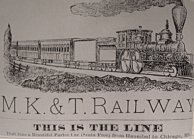 An advertisement for the Missouri-Kansas-Texas Railroad in 1881