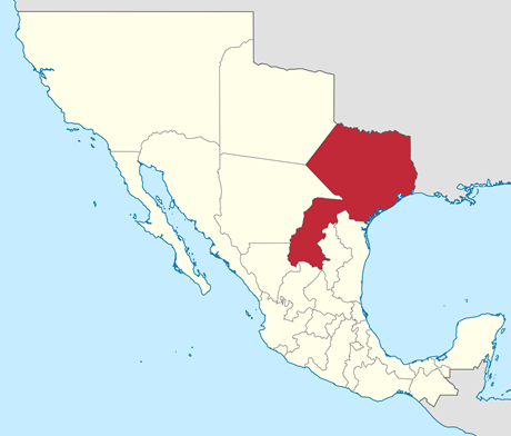 Map of Coahuila and Texas