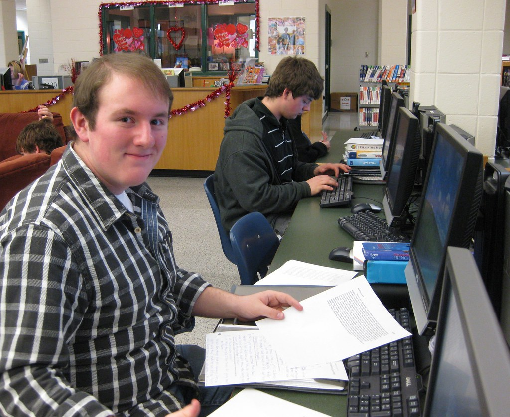 Image of Students Editing Papers in Computer Lab