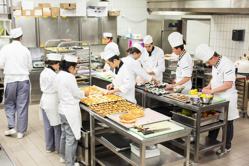 Culinary students making pastries
