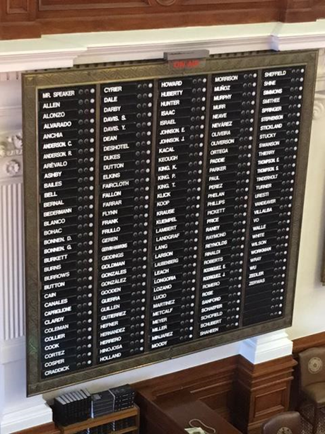 Voting Board in Texas House Chamber