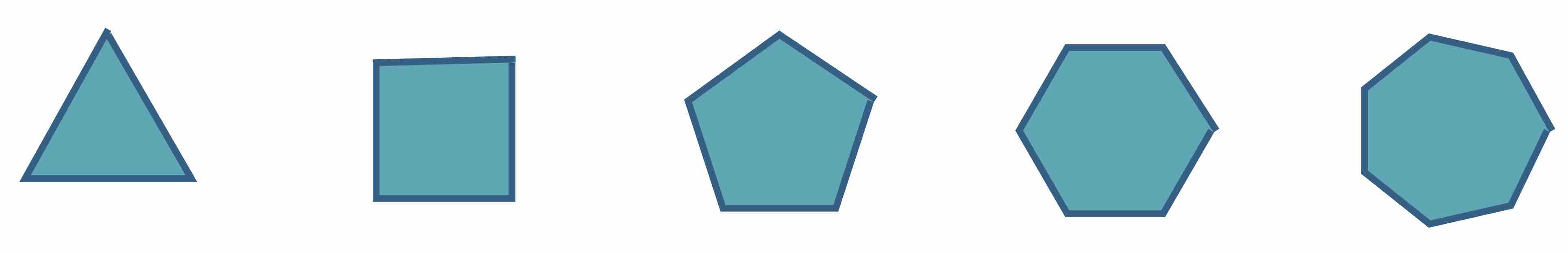 Regular triangle, square, pentagon, hexagon, and septagon
