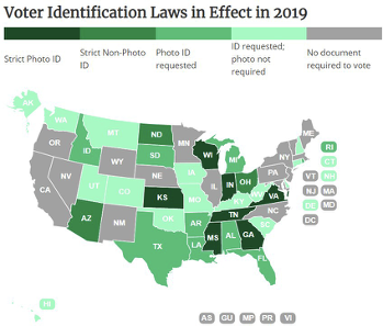 A map of voter ID requirements in the U.S.