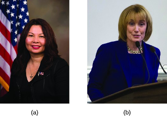 EMILY’s List candidates include members of Congress, such as Tammy Duckworth (D-IL) (a), and governors, such as Maggie Hassan (b) of New Hampshire,
