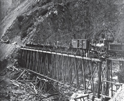 Union Pacific Workers construct the Devil’s Gate Bridge in Utah in 1869