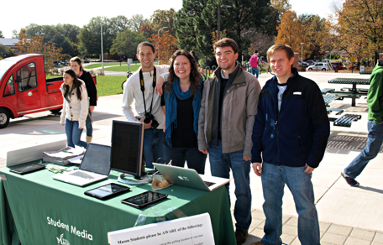 The Connect2Mason.com team conducts exit surveys at the polls on the George Mason University campus
